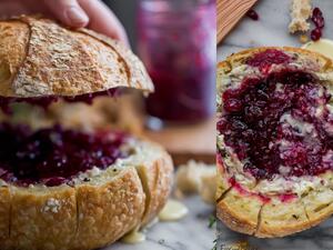 مقبلات صلصة التوت مع جبن البراي