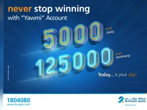 Burgan Bank also offers a Quarterly Draw with more chances to win higher rewards.