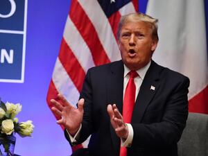 US President Donald Trump speaks during a bilateral meeting with Italy's Prime Minister Giuseppe Conte (unseen) at the NATO summit at the Grove hotel in Watford, northeast of London on December 4, 2019. Nicholas Kamm / AFP