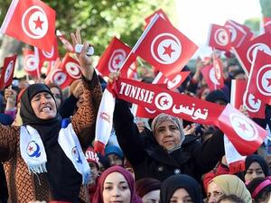 Tunisian women at a rally in Tunis marking the 5th anniversary of the 2011 revolution (AFP)