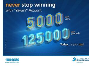 Burgan Bank also offers a Quarterly Draw with more chances to win higher rewards,