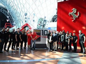 Scuderia Ferrari Driver Charles Leclerc Makes a Pit Stop at Ferrari World Abu Dhabi Ahead of the 2019 Abu Dhabi Grandprix Showdown