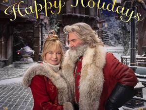 The streaming service shared a photo Friday featuring Russell, 68, as Santa, and Hawn, 74, as Mrs. Clause. (Twitter)