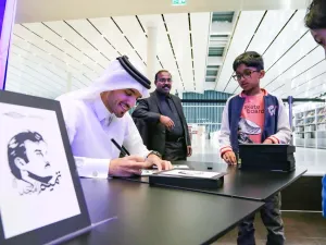 Renowned Qatari Artist Ahmed Al Maadeed Engages Visitors at Qatar National Library