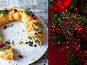 اكليل عيد الميلاد المحشو بالجبن والسبانخ