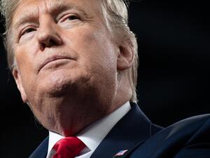 In this file photo taken on January 09, 2020 US President Donald Trump speaks during a "Keep America Great" campaign rally at Huntington Center in Toledo, Ohio. US President Donald Trump warned Iran against cracking down on protests that broke out after it admitted shooting down an airliner by mistake, killing all 176 people aboard. "The government of Iran must allow human rights groups to monitor and report facts from the ground on the ongoing protests by the Iranian people," Trump tweeted.  SAUL LOEB / AF