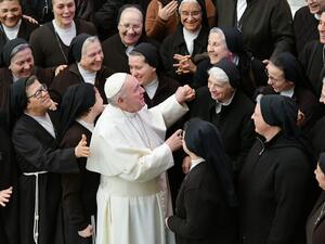Pope Francis meets with nuns during the weekly general audience on January 15, 2020 at Paul-VI hall in the Vatican. ALBERTO PIZZOLI / AFP