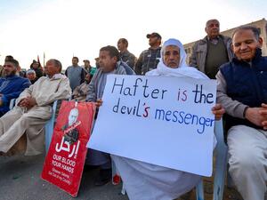 Libyans take part in a demonstration against eastern strongman Khalifa Haftar, and in support of the UN-recognised government of national accord (GNA), in the Martyrs' Square in the GNA-held capital Tripoli on January 24, 2020. AFP
