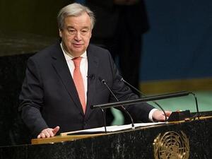 Incoming UN Secretary-General Antonio Guterres addresses UN delegates at the General Assembly December 12, 2016, at the United Nations in New York. (AFP Photo/Eduardo Munoz Alvarez)