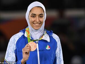 Kimia Alizadeh, 21, from Karaj, pictured at the Rio 2016 Olympics where she won bronze in Taekwondo. (AFP/ File Photo)