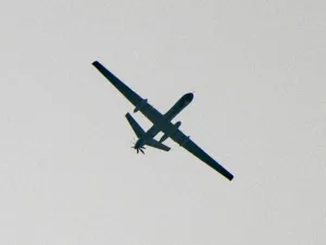 An unidentified unmanned aerial vehicle seen flying over a region between Idlib and Aleppo on November 22. (File photo: AFP)