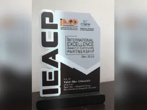 Dr. Abu-Ghazaleh was awarded an honorary shield which was received by Mr. Ibrahim Al Zghoul, Manager of Professional Services at TAG.Global office in Kuwait on his behalf.