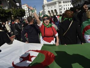 Algerian protesters shout slogans during their weekly anti-government demonstration in the capital Algiers, on February 21, 2020. RYAD KRAMDI / AFP