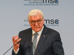 German President Frank-Walter Steinmeier speaking at the Munich Security Conference in Munich. AFP