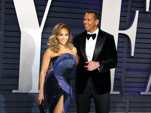 Jennifer Lopez, Alex Rodriguez at the 2019 Vanity Fair Oscar Party at The Wallis Annenberg Center for the Performing Arts on February 24, 2019 in Beverly Hills, CA. (Shutterstock)