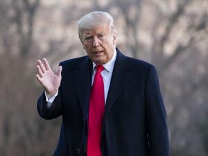 US President Donald Trump arrives at the White House after speaking at the Conservative Political Action Conference (CPAC) at National Harbor in Oxon Hill, Maryland, February 29, 2020. Roberto SCHMIDT / AFP