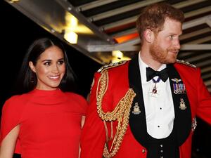 Britain's Prince Harry, Duke of Sussex and Meghan, Duchess of Sussex arrive to attend The Mountbatten Festival of Music at the Royal Albert Hall in London on March 7, 2020. The Festival brings together world-class musicians, composers and conductors of the Massed Bands of Her Majesty’s Royal Marines. This year, the performance will mark the 75th anniversary of the end of the Second World War and the 80th anniversary of the formation of Britain’s Commandos. SIMON DAWSON / POOL / AFP