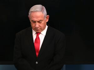 Israeli Prime Minister Benjamin Netanyahu arrives for a speech at his Jerusalem office on March 14, 2020, regarding the new measures that will be taken to fight the Corona virus in Israel. Netanyahu said Israel would shut down eateries, shopping centres and gyms in a bid to halt the spread of coronavirus. AFP/File