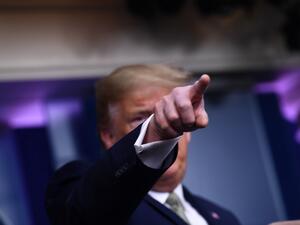 US President Donald Trump speaks during the daily press briefing on the Coronavirus pandemic situation at the White House on March 17, 2020 in Washington, DC. Brendan Smialowski / AFP