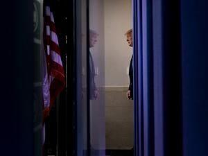 US President Donald Trump arrives to speak during the daily briefing on the novel coronavirus, COVID-19, at the White House on March 21, 2020, in Washington, DC. JIM WATSON / AFP