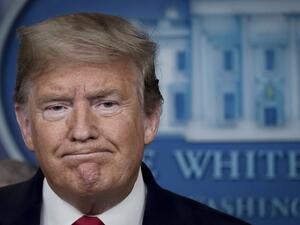 U.S. President Donald Trump pauses while speaking during a briefing on the coronavirus pandemic, in the press briefing room of the White House on March 24, 2020 in Washington, DC. Cases of COVID-19 continue to rise in the United States, with New York's case count doubling every three days according to Governor Andrew Cuomo. Drew Angerer/Getty Images/AFP Drew Angerer / GETTY IMAGES NORTH AMERICA / Getty Images via AFP