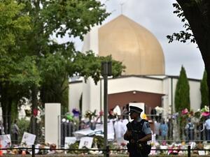 A policeman patrols as delegates and religious leaders wait to enter Al Noor Mosque in Christchurch on March 23, 2019. (File/AFP)