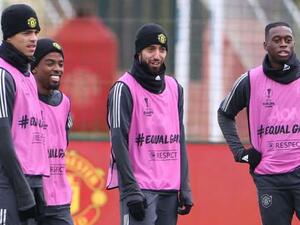 صورة أرشيفية لنجوم يونايتد خلال حصة تدريبية