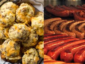 لقيمات السجق بالبيض والجبنة