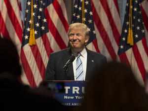Donald Trump speaks during introduction Governor Mike Pence as running for vice president at Hilton hotel Midtown Manhattan. (Shutterstock/ File Photo)