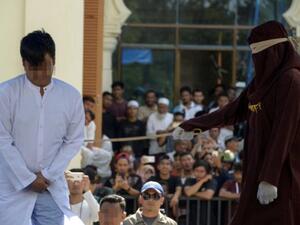 Publicly flogged in Indonesia (Twitter)