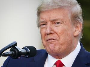 US President Donald Trump speaks during a press conference on the novel coronavirus, COVID-19, in the Rose Garden of the White House in Washington, DC on April 27, 2020. MANDEL NGAN / AFP