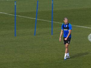  German football club FC Schalke 04's midfielder Amine Harit takes part in a training session at the club's training ground in Gelsenkirchen on April 7, 2020. Ina FASSBENDER / AFP