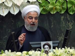 Iranian President Hassan Rouhani delivers a speech during the inaugural session of the new parliament following February elections, in Tehran on May 27, 2020. (AFP/File)
