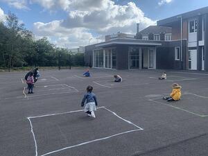 Three and four-year-old children at a primary school in France were pictured playing alone in chalk 'isolation zones' to maintain social distancing amid coronavirus (DailyMail)