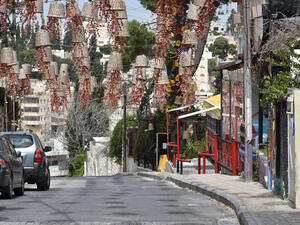 Shops shuttered due to coronavirus on Rainbow Street, the normally bustling heart of Amman, Jordan. (Shutterstock/ File Photo)