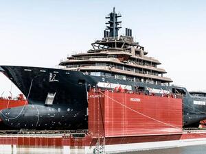Take a look at Norwegian billionaire Kjell Inge Rokke's sleek black yacht— the world's largest superyacht (Twitter)