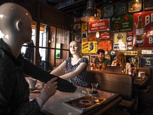 Mannequins, are placed on some tables by the cafe owner to keep keeping social distancing rules with customers, during the reopening restaurants and cafes in Istanbul on June 1, 2020 . Turkey reopened restaurants, cafes and Istanbul's iconic 15th century Grand Bazaar market on Monday as the government further eased coronavirus restrictions.Many other facilities including parks, beaches, libraries and museums also reopened across the country, while millions of public sector employees returned to work. Ozan K