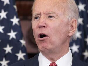 Former vice president and Democratic presidential candidate Joe Biden speaks about the unrest across the country from Philadelphia City Hall on June 2, 2020, in Philadelphia, Pennsylvania, contrasting his leadership style with that of US President Donald Trump, and calling George Floyd's death "a wake-up call for our nation." JIM WATSON / AFP