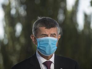 Czech Prime Minister Andrej Babis wears a face mask as he gives a statement with his Slovakian counterpart (not in picture) during a meeting on June 3, 2020 in Prague. Michal Cizek / AFP