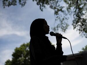 Rep. Ilhan Omar (D-MN) speaks to a crowd gathered for a march to defund the Minneapolis Police Department on June 6, 2020 in Minneapolis, Minnesota. The march commemorated the life of George Floyd who was killed by members of the MPD on May 25. Stephen Maturen/Getty Images/AFP