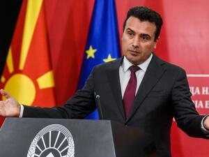 Macedonian Prime Minister Zoran Zaev gives a press conference in Skopje on October 19. (AFP)