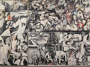 Tapestry of Iraqi artist Dia al-Azzawi’s (Twitter)