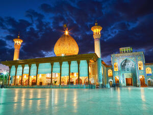 Shah Cheragh mosque after sunset. Shiraz, Iran  (Shutterstock)	