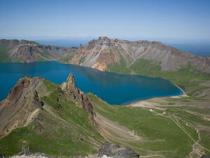 Crater and crater lake of Mount Paekdu volcano, Korea  (Shutterstock)