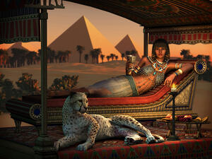 3d computer graphics of an ancient Egyptian lady and a tame cheetah. (Shutterstock/ File Photo)
