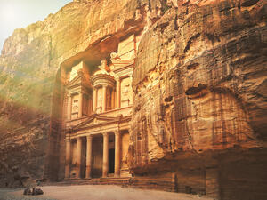 Al Khazneh - the treasury, ancient city of Petra by night, Jordan  (Shutterstock)