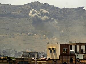Smoke billows following a reported airstrike by the Saudi-led coalition in the Yemeni capital Sanaa, on July 1, 2020. MOHAMMED HUWAIS / AFP