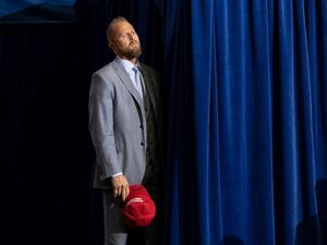 In this file photo taken on October 22, 2018 Brad Parscale, campaign manager for US President Donald Trump's 2020 reelection campaign, attends a campaign rally at the Toyota Center in Houston, Texas. US President Donald Trump axed his campaign manager July 15, 2020, in an attempt to shake up his faltering re-election bid, with polls showing his popularity tanking four months ahead of November's vote. SAUL LOEB / AFP