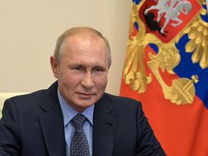 Russian President Vladimir Putin chairs a Security Council meeting via a teleconference call at the Novo-Ogaryovo state residence outside Moscow on July 17, 2020. Alexei Druzhinin / SPUTNIK / AFP