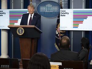 US President Donald Trump speaks during a briefing of the Coronavirus Task Force in the Brady Briefing Room of the White House on July 21, 2020, in Washington, DC. Trump warned that the coronavirus crisis in the US is likely to "get worse before it gets better." "Some areas of our country are doing very well," Trump said at his first formal White House virus briefing since the end of April. JIM WATSON / AFP